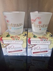 Pair of Yankee Candle 2014 "Christmas Present" Votive Holders - New in Box
