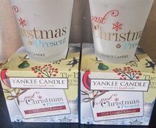 Pair of Yankee Candle 2014 "Christmas Present" Votive Holders - New in Box