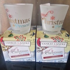 Pair of Yankee Candle 2014 "Christmas Present" Votive Holders - New in Box