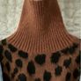 Ribbed lose leopard print polo neck jumper Image 2