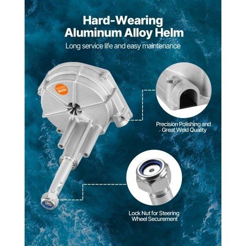Outboard Steering System 15\' Outboard Steering System 15 Feet Boat Steering Cable with 13\" Wheel Durable Marine Steering System