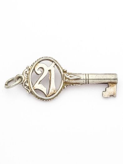 Vintage Sterling Silver 21st birthday Lucky Key Charm