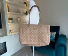 Guess Giully Quilted Tote Bag - Tan