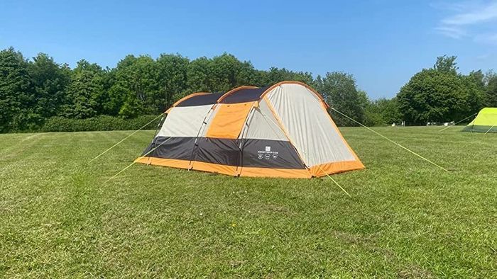 Outdoor Leisure Products Knightwick 3.7m x 2.2m 3 Berth Tunnel Tent Orange & Black