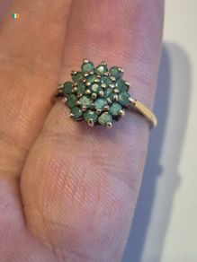 Vintage 9ct Gold starburst cluster ring