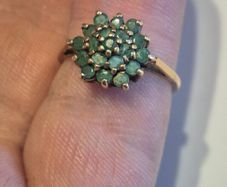 Vintage 9ct Gold starburst cluster ring