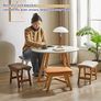 Wooden Footstool, Foot Stool Ottoman Padded Chair Stool with Removable Cover 4 Beech Legs Suitable for Bedroom, Living Room and Kitchen, (Brown leg+ Brown cushion), Image 5