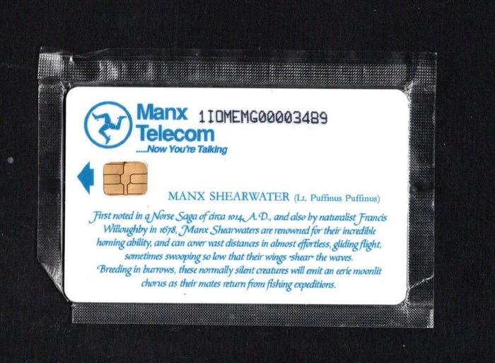 1994 Isle of Man 55 unit Manx Shearwater (Siemens - S30 (Module 34) Phone Card New and sealed