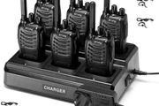 Talkies Long Range 2 Way Radio pofung  License Free Walkie Talkie for Adults Rechargeable with 6 Way Charger Earpieces VOX Flashlight for Warehouse Security Church (Black 6 Pack)