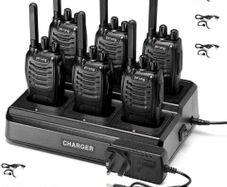 Talkies Long Range 2 Way Radio pofung  License Free Walkie Talkie for Adults Rechargeable with 6 Way Charger Earpieces VOX Flashlight for Warehouse Security Church (Black 6 Pack)