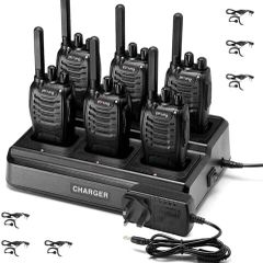 Talkies Long Range 2 Way Radio pofung  License Free Walkie Talkie for Adults Rechargeable with 6 Way Charger Earpieces VOX Flashlight for Warehouse Security Church (Black 6 Pack)