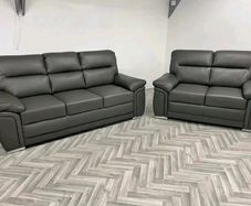 3+2 Bromley Gretal Leather & Fabric Sofa Set