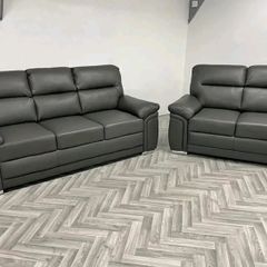 3+2 Bromley Gretal Leather & Fabric Sofa Set