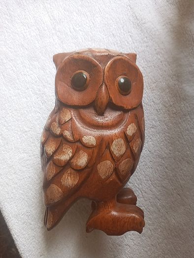 Hardwood carved Tawny owls