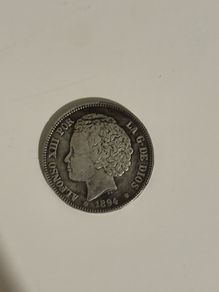 1894 Spanish 2 Pesetas Silver Coin