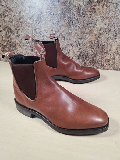 Mens Rm Williams Comfort Craftsman Chelsea Boots Dark Tan Size Uk 8 H Wide Foot