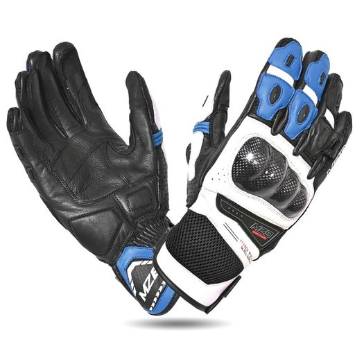 MZB RaceTech Short Motorcycle Cowhide Leather Gloves with Aramid Protection