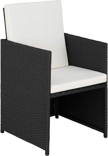 Folding Polyrattan Set for 2 People 2 Chairs and 1 Table with Glass Top