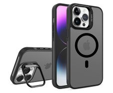 For Apple iPhone 16E Skin-Feel Camera Holder Magsafe Case Black