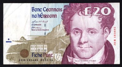 1995 Ireland IR20 Daniel O Connell Banknote Series C. Note issued 01/11/95. Serial number JEB183685