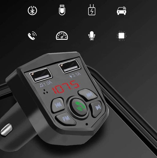 New Bluetooth 4.2 EDR Wireless FM Transmitter 3.1A Voltmeter Mic 12V 24V #939