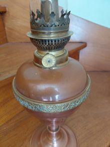 Antique French copper/brass large oil lamp