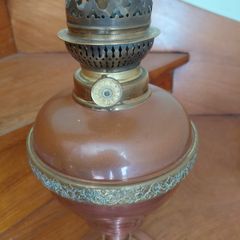 Antique French copper/brass large oil lamp