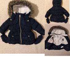Warm Fleece Lined Hooded Jacket With Mittens