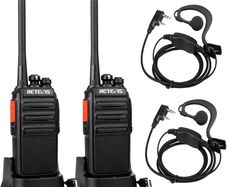 RT24 Walkie Talkie PMR446 License-free Professional Two Way Radio 16 Channels Walkie Talkies Scan TOT with USB Charger and Earpieces,Adults (Black, 1 Pair)