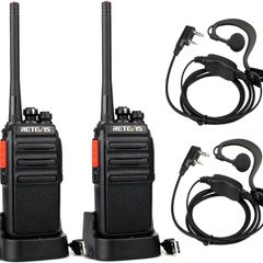 RT24 Walkie Talkie PMR446 License-free Professional Two Way Radio 16 Channels Walkie Talkies Scan TOT with USB Charger and Earpieces,Adults (Black, 1 Pair)