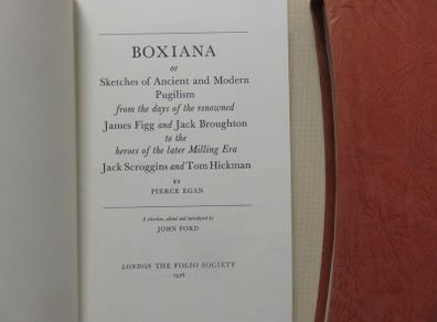 Boxiana Pierce Egan. Folio 1976 .