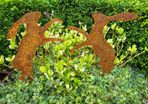 corten steel boxing hares
