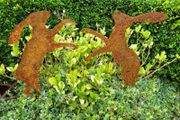 corten steel boxing hares