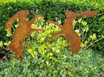corten steel boxing hares