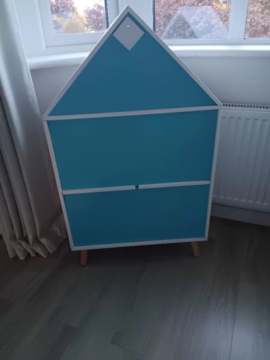 Kids doll house shaped book case storage unit