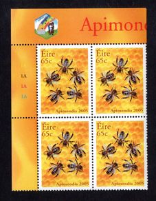 2005 Ireland International Bee-Keeping Conference Commemorative Stamp Plate Block 1A1A1A1A Mint Never Hinged (MNH)