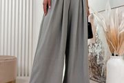 Gray wide leg trousers