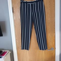 Dunnes Navy Large Stripe Trousers.  Size 14.  (New).