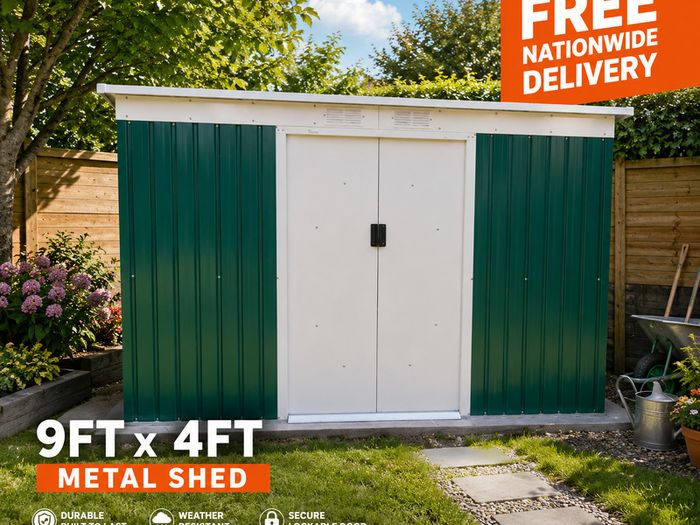 9ft x 4ft Metal Garden Storage Shed Tool House with Sliding Door