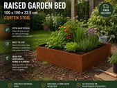 Raised Garden Bed 100 x 100 x 33.5 cm Corten Steel Weatherproof Planter