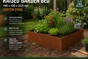 Raised Garden Bed 100 x 100 x 33.5 cm Corten Steel Weatherproof Planter