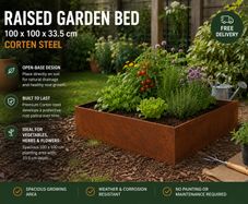 Raised Garden Bed 100 x 100 x 33.5 cm Corten Steel Weatherproof Planter