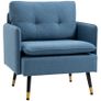 Button-tufted accent chair, upholstered armchair, removable cushions, Black + Gold + Blue Image 5