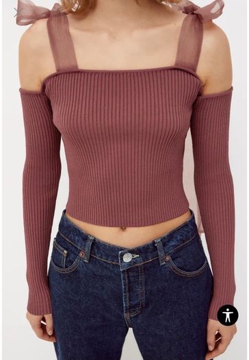 Zara knit top with contrast straps New size Large