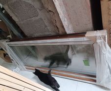 New triple glazed window 750x1700 golden oak