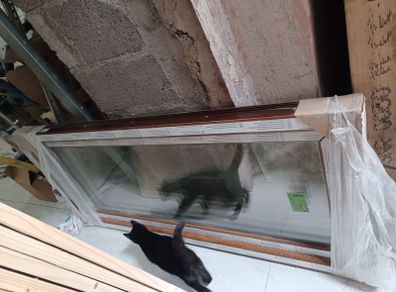 New triple glazed window 750x1700 golden oak