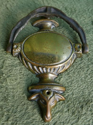 Vintage Solid Brass Door Knocker Floral Rams head
