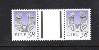 1990-91 Ireland 38p Glenisheen Collar Seventh Definitive Stamp Treasures Series of Ireland Gutter Pair Mint Never Hinged (MNH)
