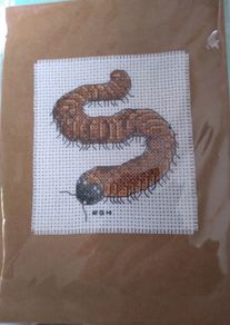 Handmade X-stitch Greeting Card:- Millipede