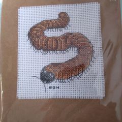 Handmade X-stitch Greeting Card:- Millipede